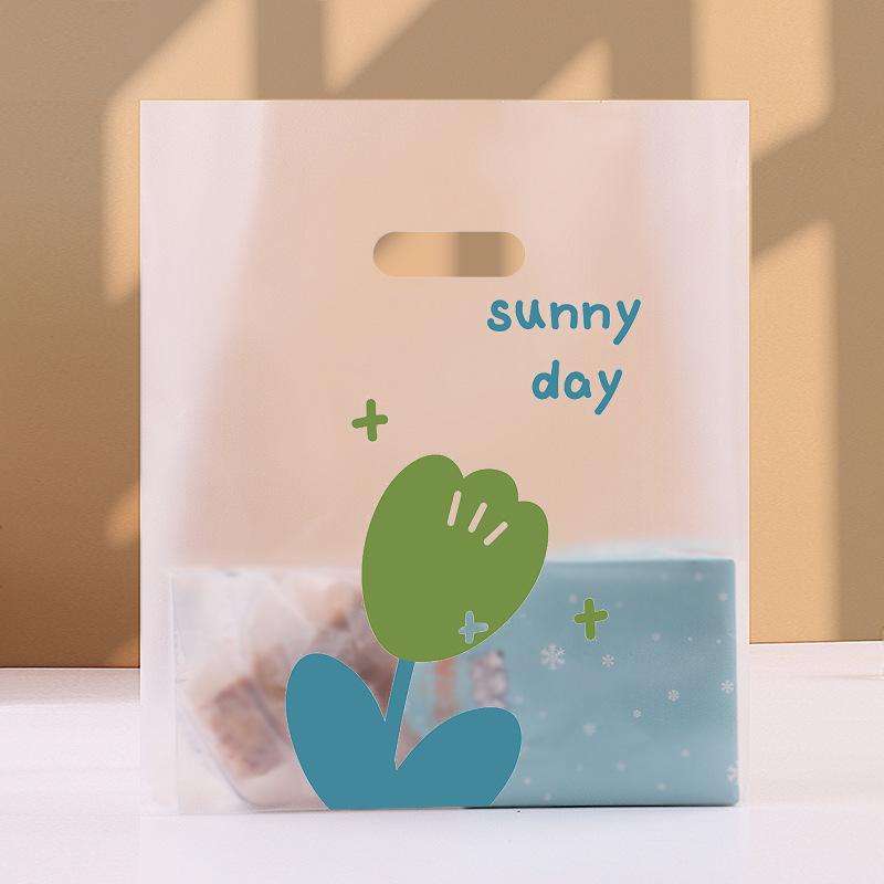 50 Piezas/Lote Margarita Pequeña Bolsa de Plástico Transparente Bonita Mini Patrón Mixto Joyería Pendiente Joyería Bolsa de Regalo Bolsillo de Compras white