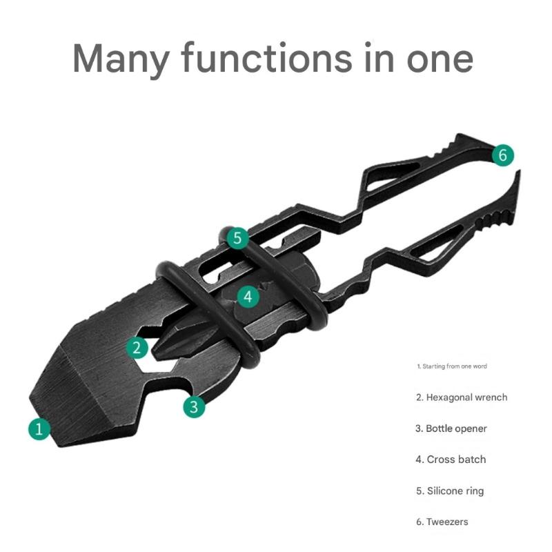 Portable Stainless Steel Multifunction Tool With Screwdriver Hexagonal Wrench Bottle Opener Tweezers For Travel