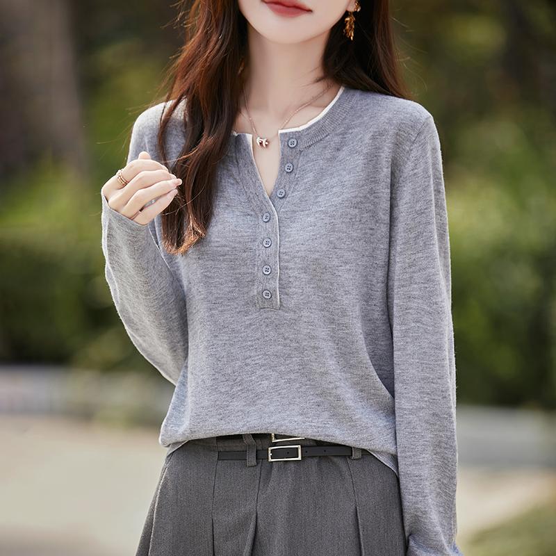 Cashmere genser for kvinner Qinghe cashmere 50 % ull 50 % silke Dame høst og vinter kashmir genser myk og varm