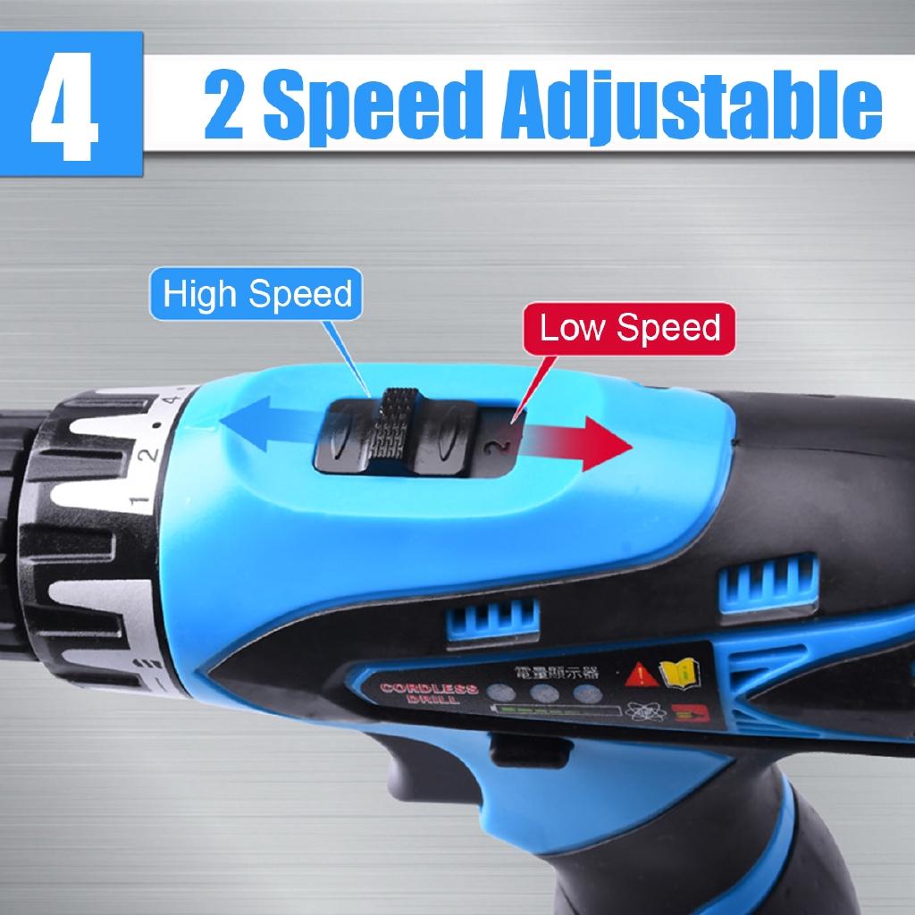 42V Cordless Rechargeable 7500mAh Battery Electric Drill Impact Wrench 2 Speed Screwdriver
