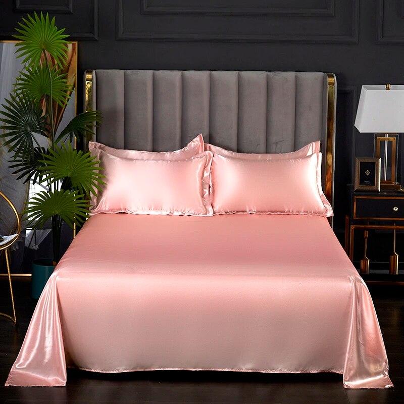 Fashionable Rayon Bed Sheets, Solid Color Single Double Bed And A Comfortable And Cool Mattress Cover 240x270cm /200x230cm.