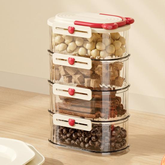 3/4/5 ks Uzavřená sklenice Stohovatelná sada úložných boxů na koření Kompaktní design Průhledné nádoby na koření Organizér do zásuvky na koření