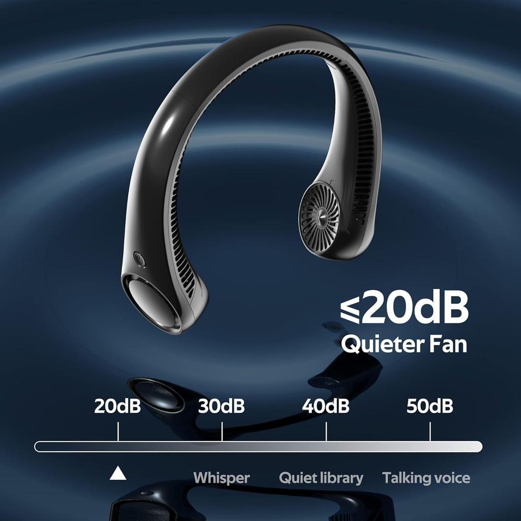 Portable Neck Fan, Hands Free Bladeless, 360° Cooling Personal Fan,Wearable Quiet Fan for Outdoor Indoor, Birthday Gifts for Men Women Mom Dad,