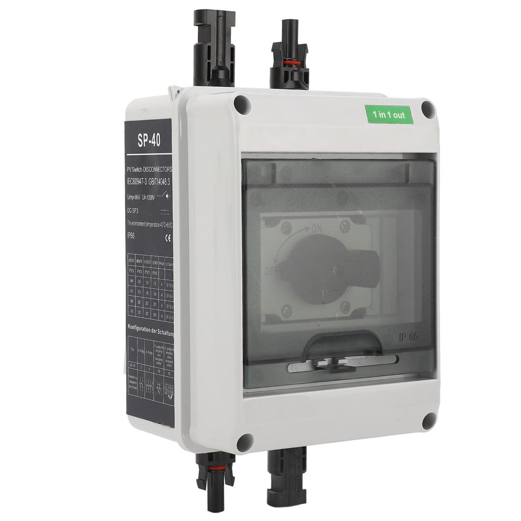 DC1000V 32A Solar DC Disconnect Switch Silver Contacts PC 1 In 1 Out PV DC Isolator Switch for Inver