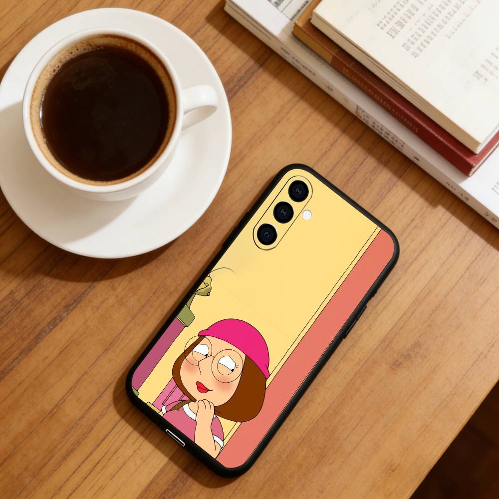 Cute cartoon Unlucky Meg Phone Case For Samsung Galaxy A73,A72,A71,A70,A53,A52,A51,Soft Silicone Black Cover