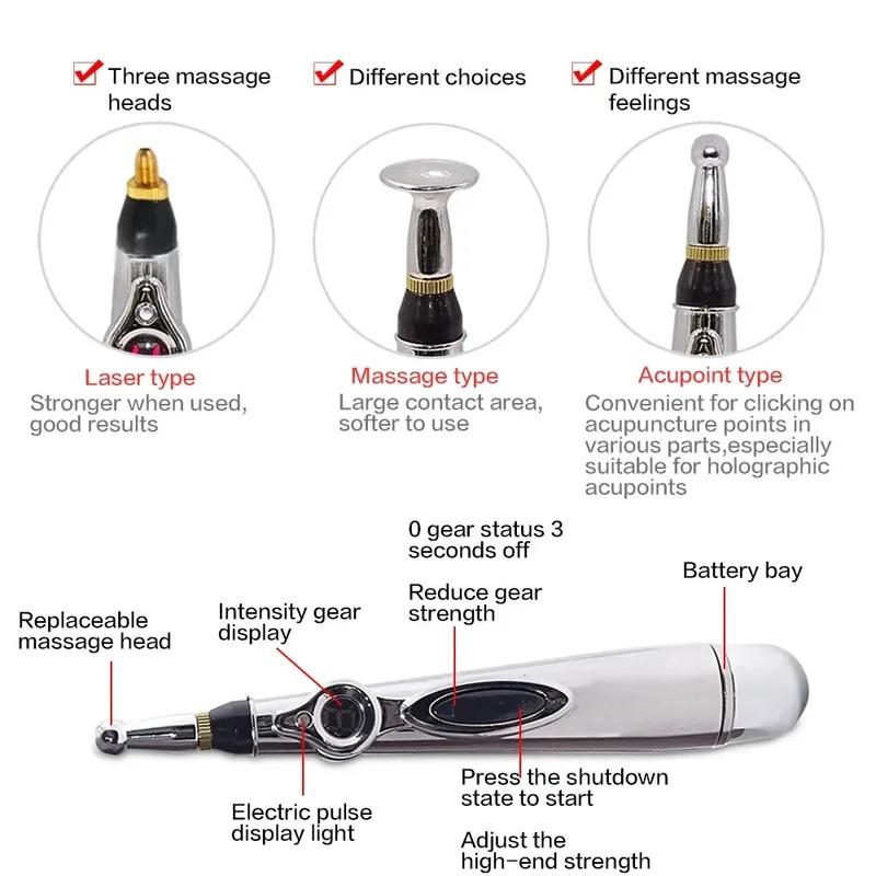 5 In 1 Multi Function Massage Acupuncture Pen Electronic Relief Pain Point Pen Laser Meridian Energy Pulse Massage Pen Massager