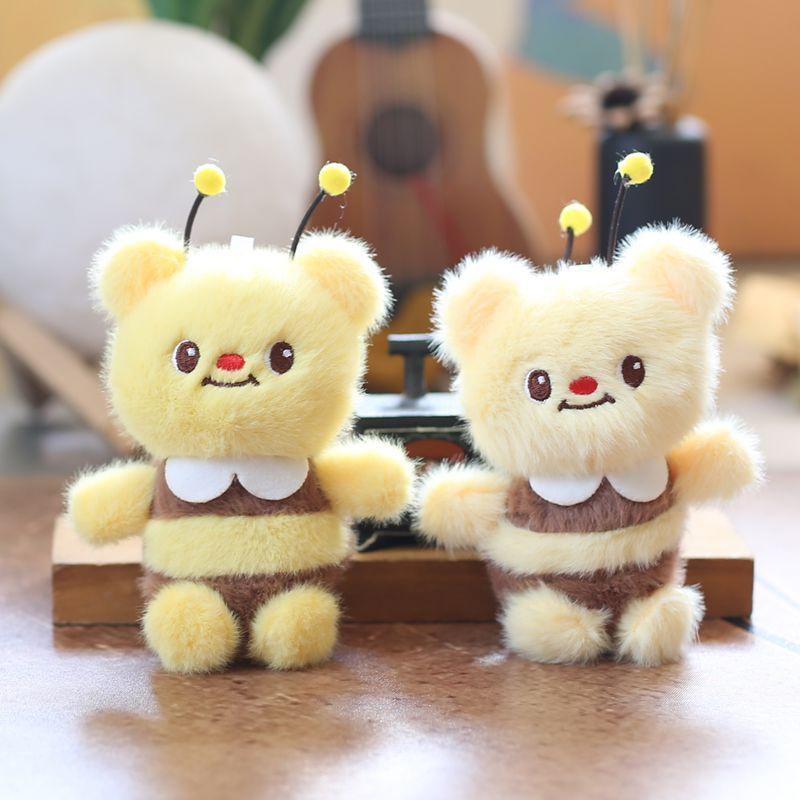 Bee Doll Pendant Key Chain Stylish Backpack Purse Doll Pendant Plush Girl Gift Pendant Car Interior Cute Insect Keychain