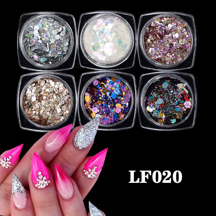 Nail Art Sequins Super Glitter Powder Symphony Combination Sequins Diy Nail Decoration 6 Color Set