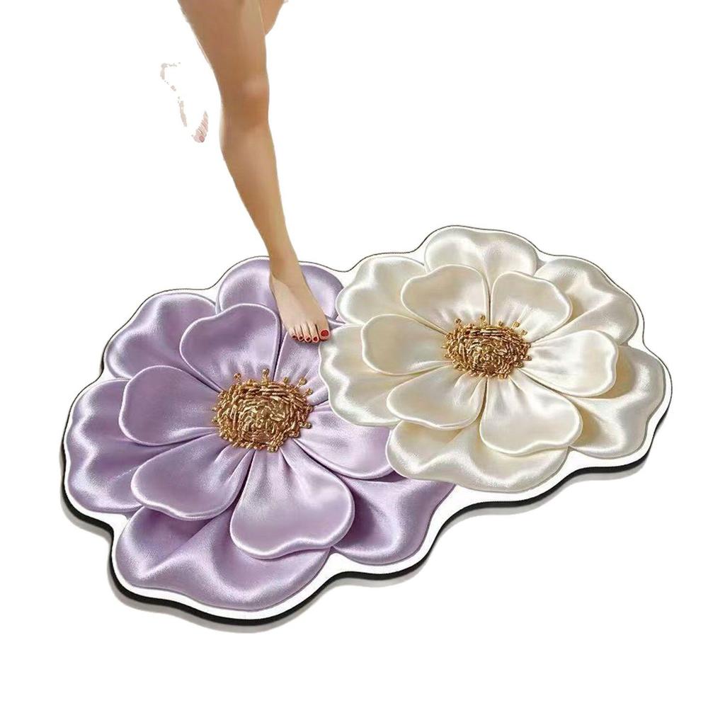 3D Quick-Dry Diatomaceous Earth Bath Mat - Soft, Absorbent, Anti-Slip Door Mat Carpet
