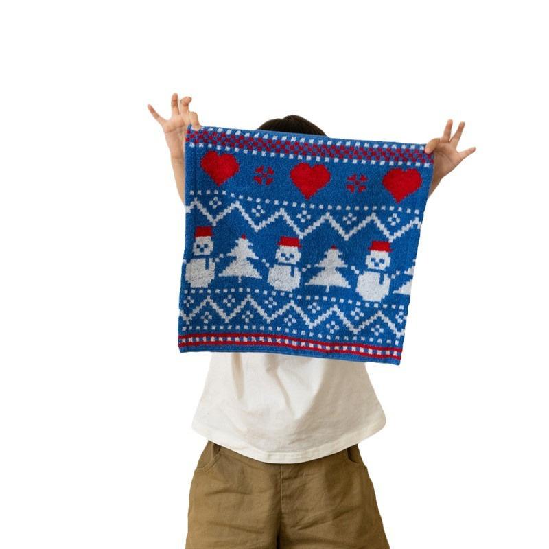 

1 шт. Абсорбуючий рушник 35*35 см/74*34 см Різдвяна серія Санта Клаус Сніжинка візерунок Ванна синій