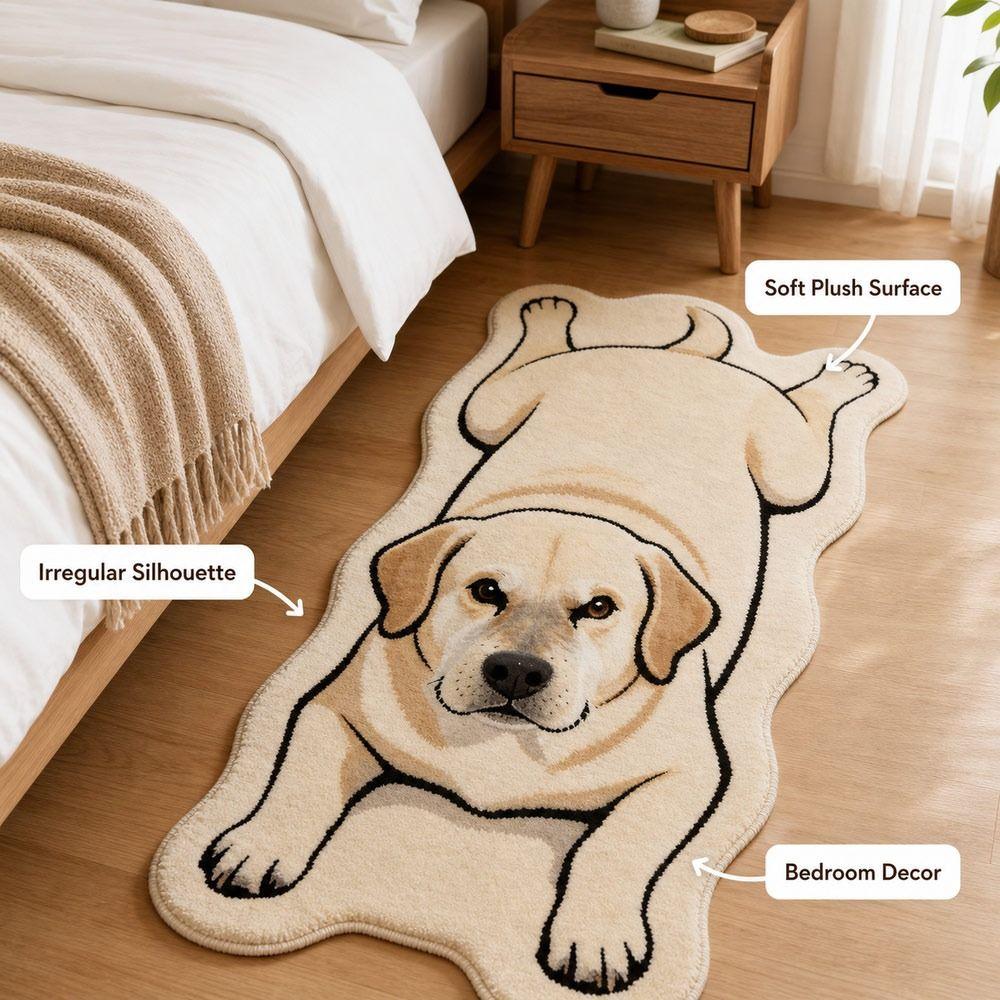 Special-shaped Puppy Print Rug Decorative Carpet Animal Floor Mat Entryway Mat Bedside Floor Decor