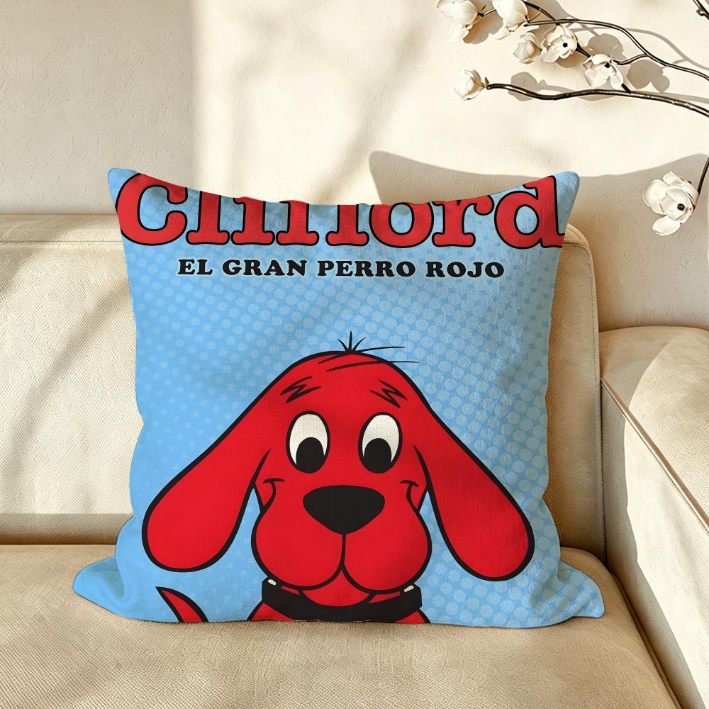 Cartoon Clifford the Big Red Dogg Cushion Cover Pillow Case Antidustmite Pillowcase Silky Short Plush Sofa Cushion Cover hot
