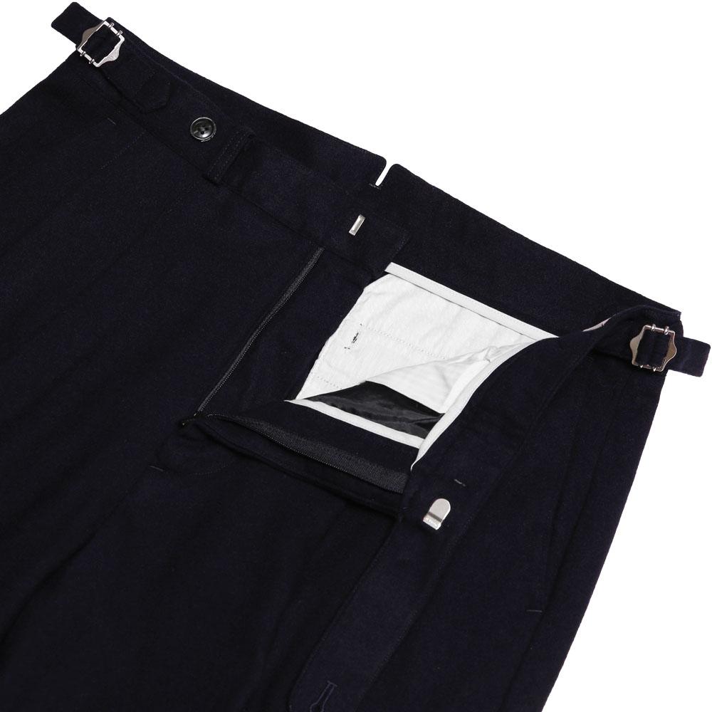 Solti W412 Reve Pleats Wool Trousers (Dark Navy)