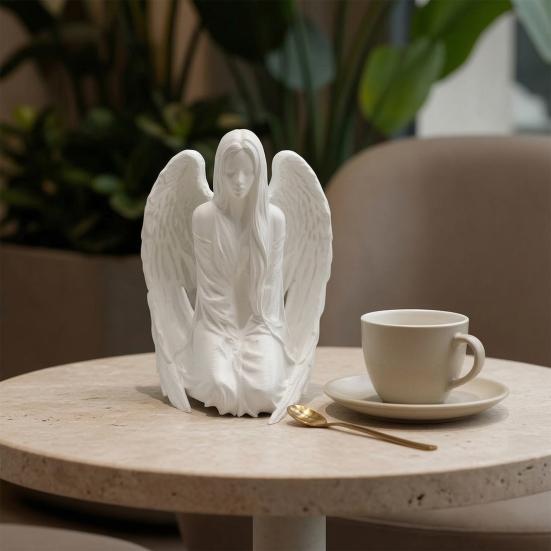 3D Printed Angel Figurine, Desktop Angel Ornament, Resin Angel Sculpture for Bedroom Entrance Hall Study Room Stylish Home Decor Gift