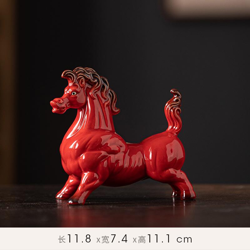 New Chinese-style  Horse to Success  ceramic Tang Dynasty horse festive living room home entrance cabinet Red creative gift disp