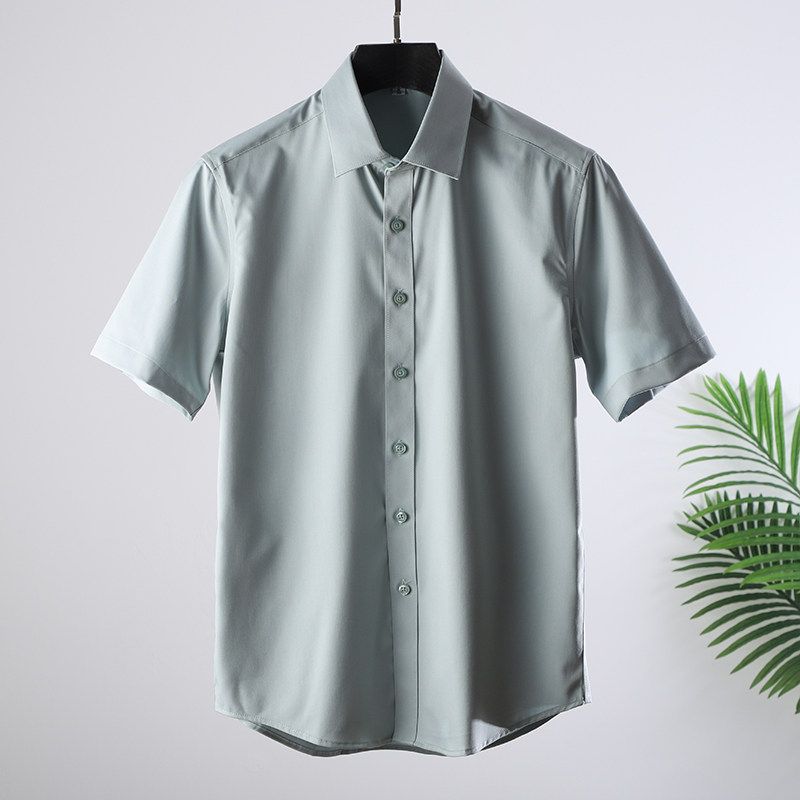 Export Tail Single Cut Label Bamboo Fiber Shirt Men's Short Sleeve Summer Thin Casual Export Original Single Men's Clothing Shirt Coat
