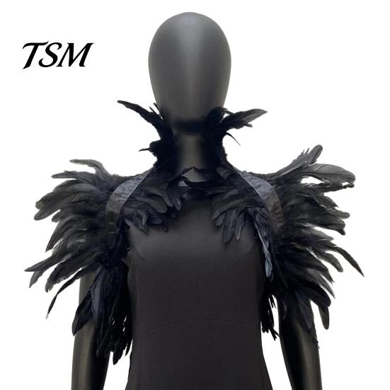 Keine Reizung Feder Schal Stola Schulterwickel Umhang Weich Verstellbar Retro Gotischer Kragen Mit Schwarzem Satinband Cosplay Party Körper Bühnenperformance