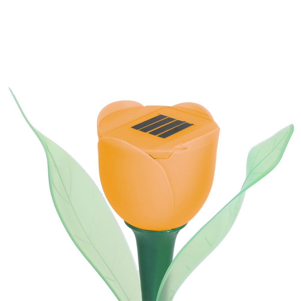 4Pcs Outdoor Solar Power Tulip LED Flower Light Waterproof Garden Lawn Lamp DecorationOrange
