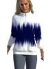 Gradient Print Zipper Long Sleeve Women's Winter Hoodie