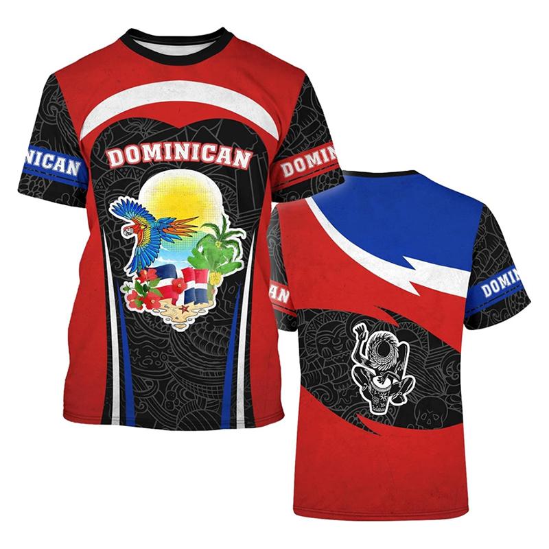 Dominican Republic T-shirt Men Women 3D Printing National Flag And Emblem Crew Neck