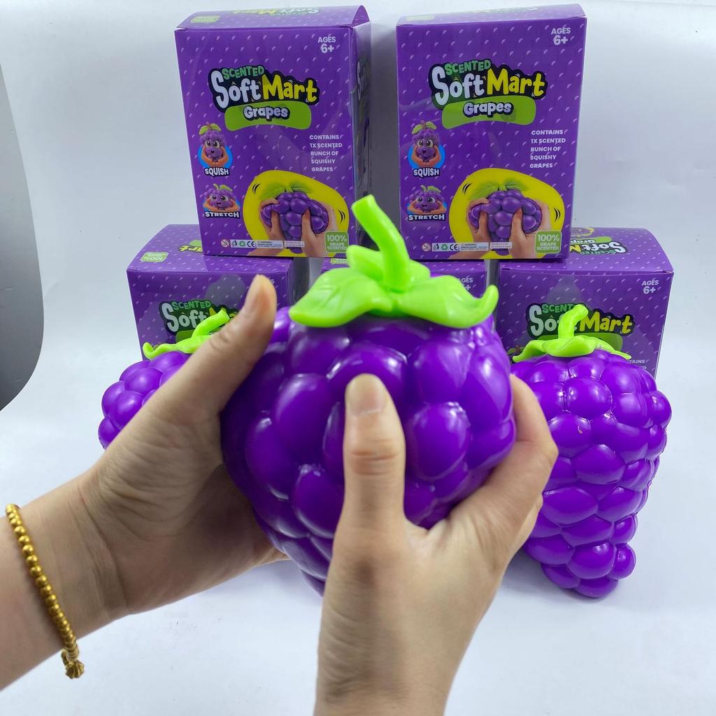 Giant Grape Squishy Toy Stress Relief Decompression TPR Filled with Flour Slow Rising Soft Adult Kids Creative Gift