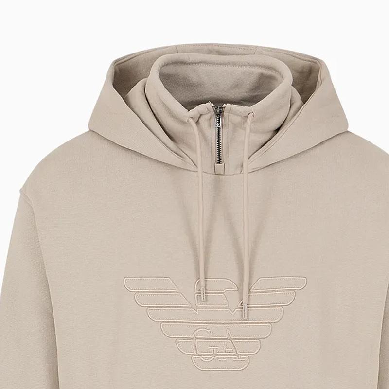 Emporio Armani Hooded Jersey Sweatshirt With Embossed Domed Logo 3D1MDW-1JWPZ-10028