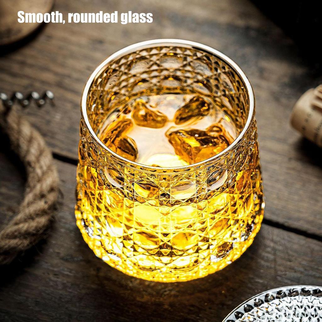 Creative Whiskey Glasses Durable Spinnings Glassware Cocktails Wine Brandy Cup Water Juice Tea Mug Party Drinking Glass Tumbler