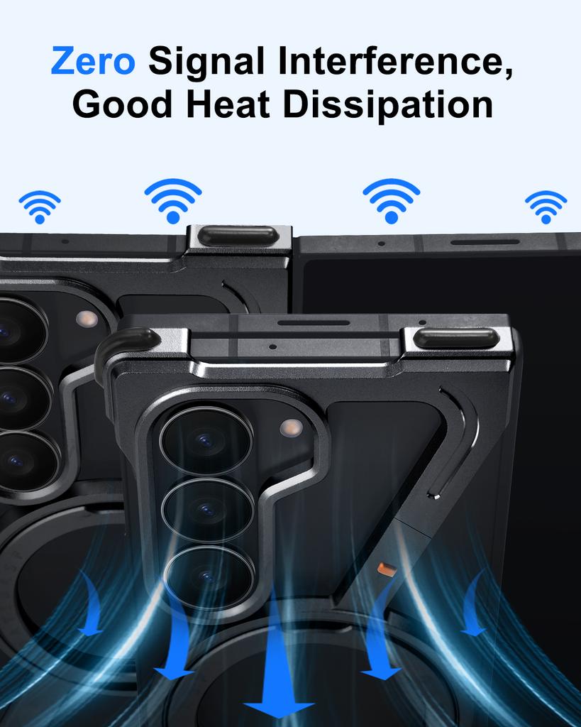 Frameless Metal Case for Samsung Galaxy Z Fold 8 Ultra Bumper 360°Rotating Magnetic Stand Shockproof Protection Phone Cover