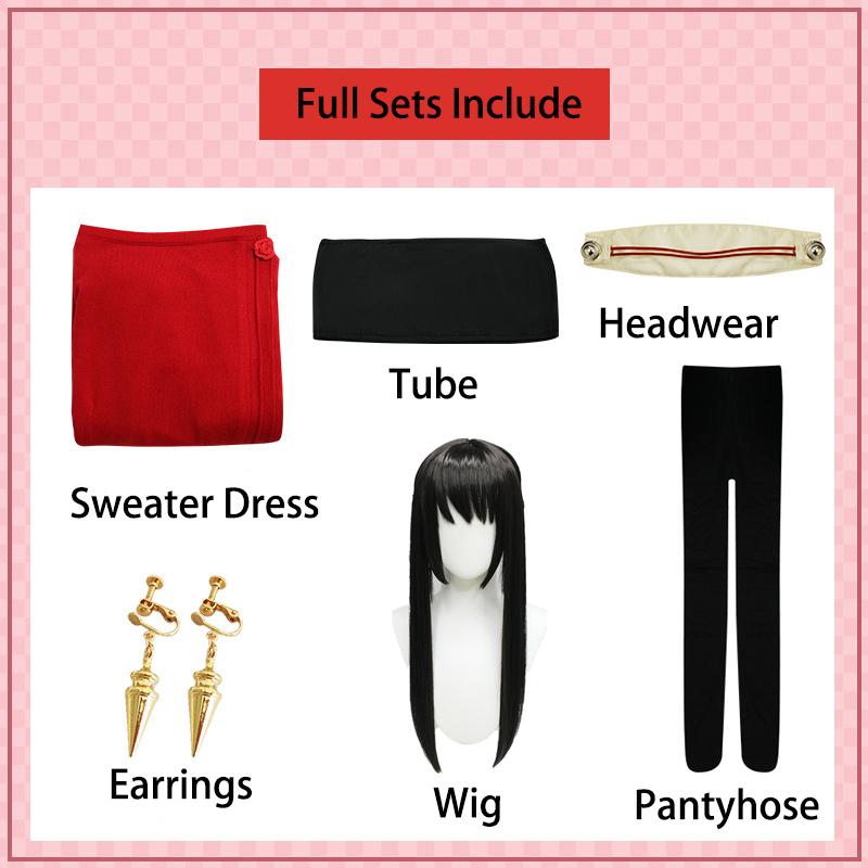 Anime FAMILY Cosplay Yor Forger Yor Briar Cosplay Costume Women Sexy Red Sweater Mini Dress Thorn Princess Costumes