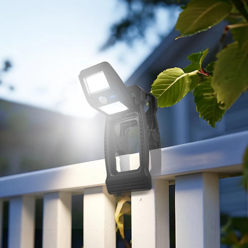 Solar Clamp Lights Outdoor Motion Sensor Waterproof 3 Modes LED Work Light For Camping Fence Garage Garden Lighting