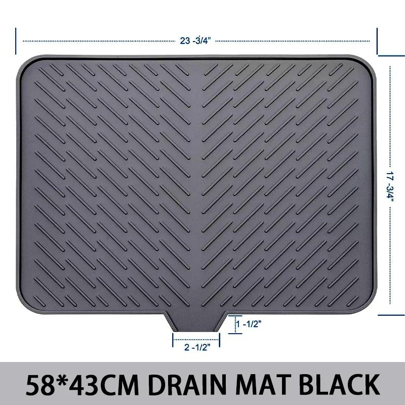 Large Silicone Dish Drying Mat Hygienic Drying Pad Easy Clean Non-slipping Heat Resistant Dish Rack Mat Prevents Water Build Up