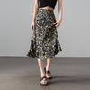 SOFSIL Women's Black Floral Print A-Line Midi Skirt