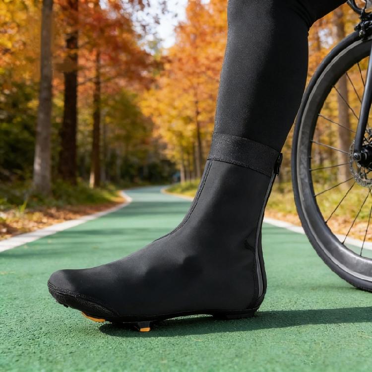 1 Pair Night Riding Safety Cycling Shoe Cover Waterproof Design Elastic Cuff Convenient On Off Reflective Night Safety