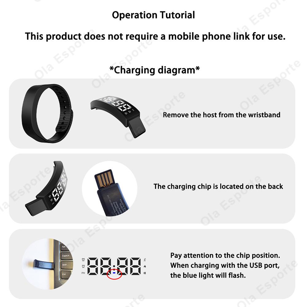 LED Digital Smart Wristbands Waterproof Smart Clock Smartband With Running Pedometer Monitor Smart Band Vibration Alarm Reminder