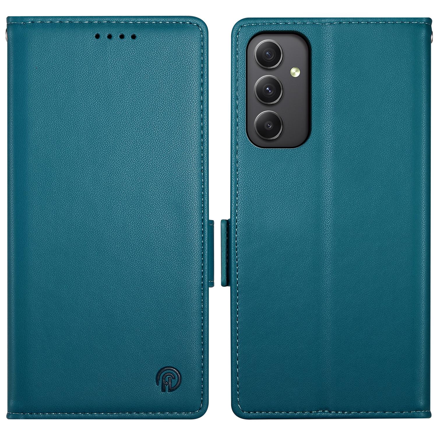 

DF-010 For Samsung Galaxy A35 5G Case Leather Phone Cover with Side Magnetic Clasps Blue