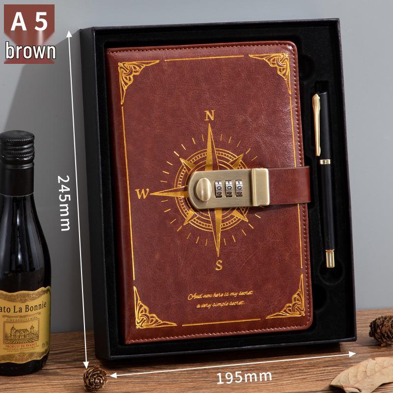 2025 Retro Lockable Password Diary - Simple & Literary Design for Men & Women