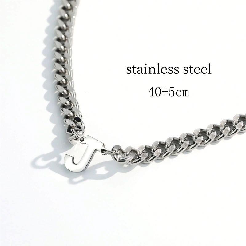 Hip Hop Stainless Steel Cuban Link 26 Letter Pendant Men's Necklace