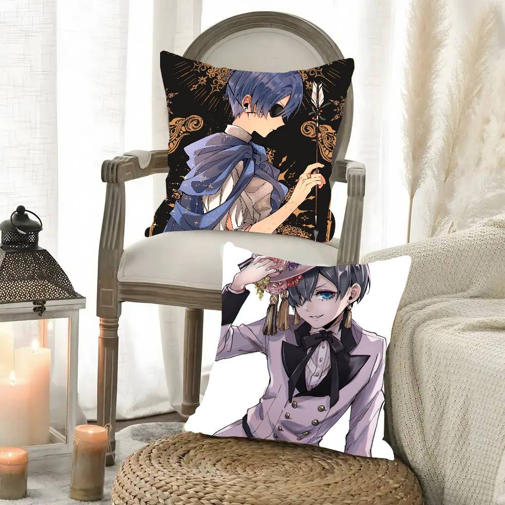 Ciel Phantomhive Anime Black Butler Pillow Case Fashion Square Pillowcase Bedroom Sofa Room Ins Decoration Leisure
