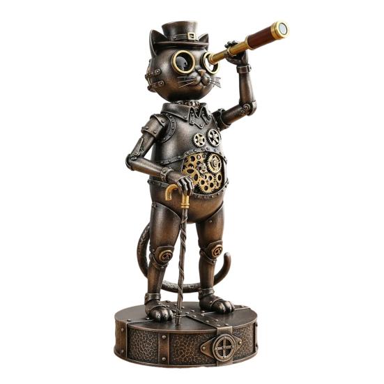 Steampunk Animal Explorer Statue Vintage Animal Desk Figurine Animal Sculpture with Gear