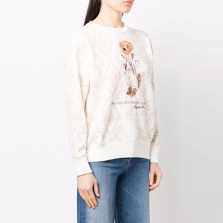 Polo Ralph Lauren FW21 Bjørnemønster Trykt Rundhalset Genser Dame Genser Beige 211846895-001