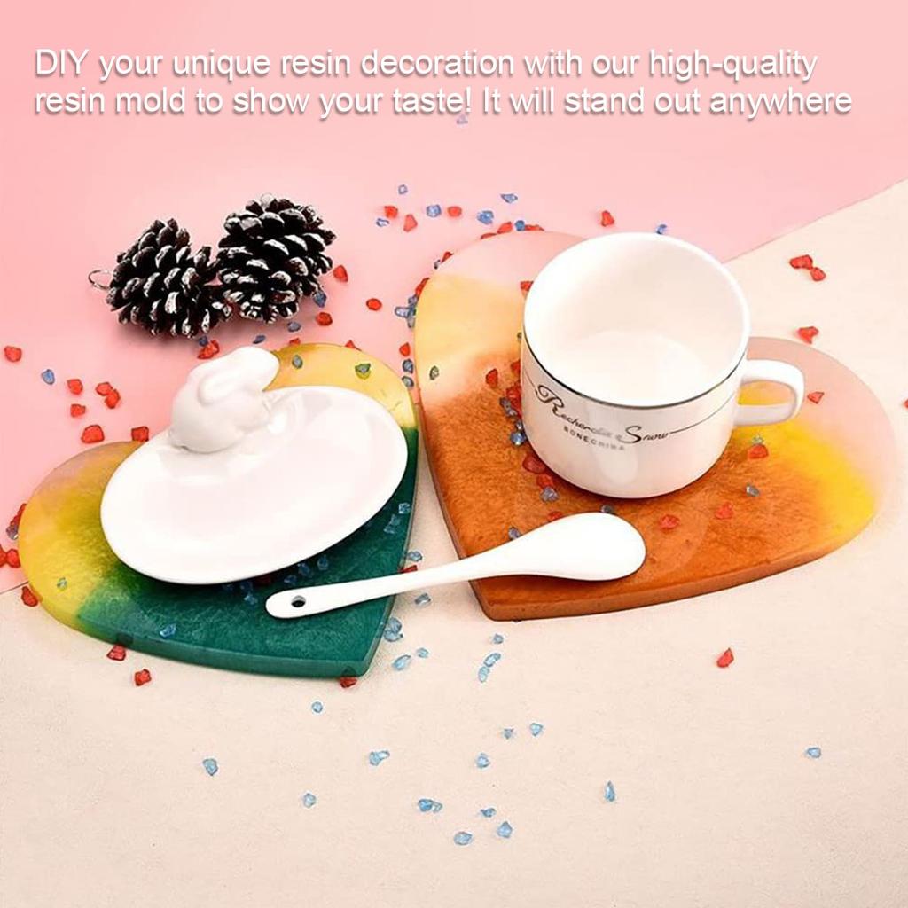 2/1Pcs Silicone Molds for Resin,Large Heart Resin Mold DIY Crystal Cube Mold for Flower Preservation Bookend Epoxy Resin Castin