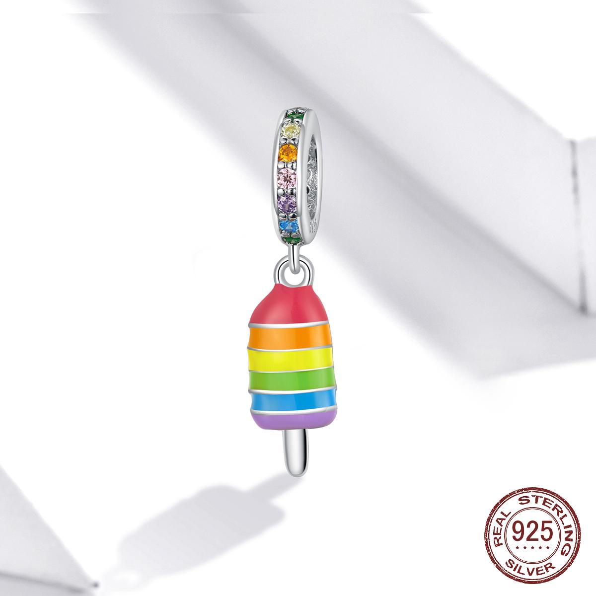 

925 стерлингового серебра Радужное мороженое Кулон Шарм подходит Оригинальный браслет для женщин Ювелирные изделия DIY Making