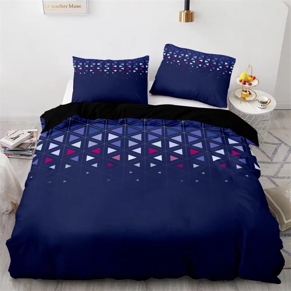 Luxusní 3D Černé Mramorové Povlečení Červený Zářící Polygonální Mřížkový Vzor Jednolůžko Dvojlůžko Twin Queen King Velikost Povlaky na Peřinu