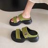 2025 new thick-soled heightening slippers women's summer wear, versatile heightening sandals, soft-soled lazy sandals