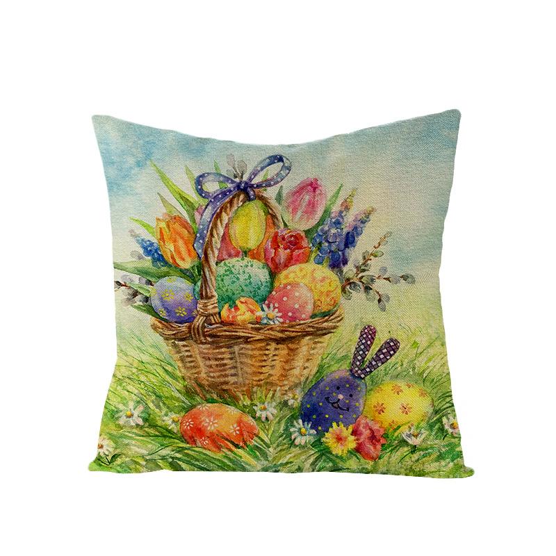 Watercolor Bunny Egg Easter Pillow Cover Nordic Office Sofa Polyester Cushion Cover Home Furnishings