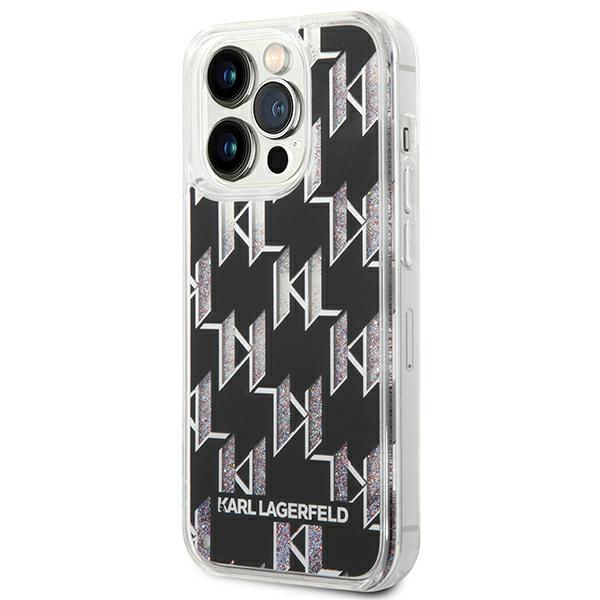 Etui do iPhone 14 Pro Karl Lagerfeld Liquid Glitter Monogram Czarne