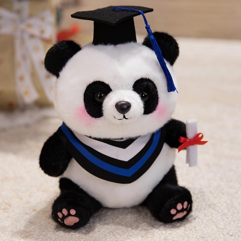 Tocco da Laurea Panda Peluche Giocattolo Peluche Seduto Animale Cartone Animato Università Collage Dottore Mascotte Souvenir Regalo