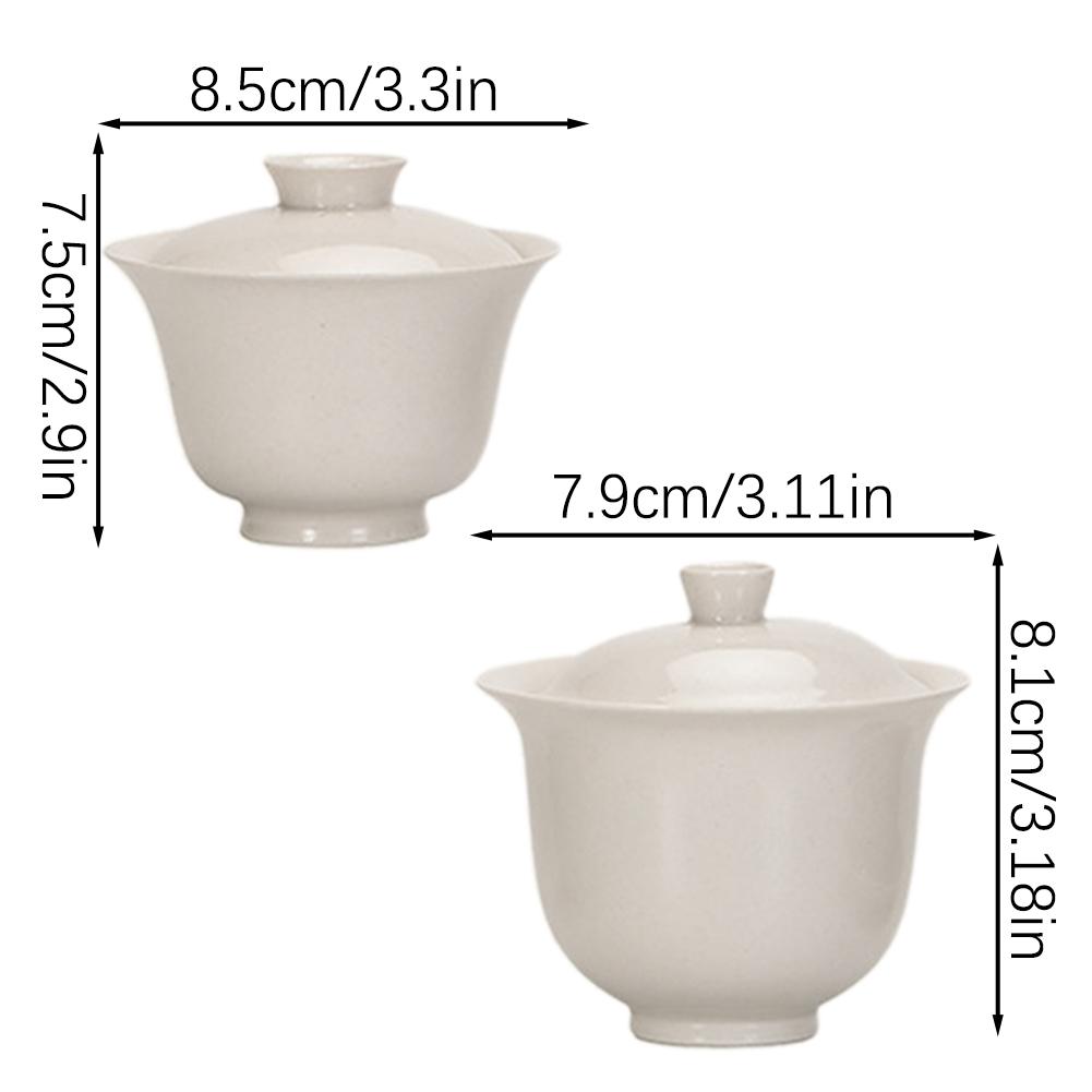 Hand-made Porcelain Gai Wan Tea Set Vintage Hand-made Teacups For Brew Loose Oolong/Puerh Tea