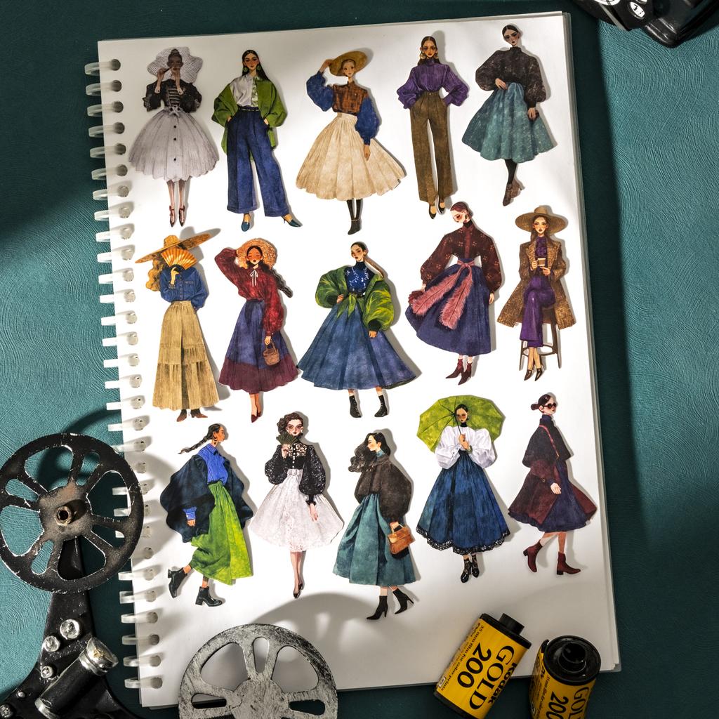 Mr.paper Vintage Character Stickers 20 Sheets For Scrapbooking Journal DIY,Planner Collage Diary Decoration Art Supplies