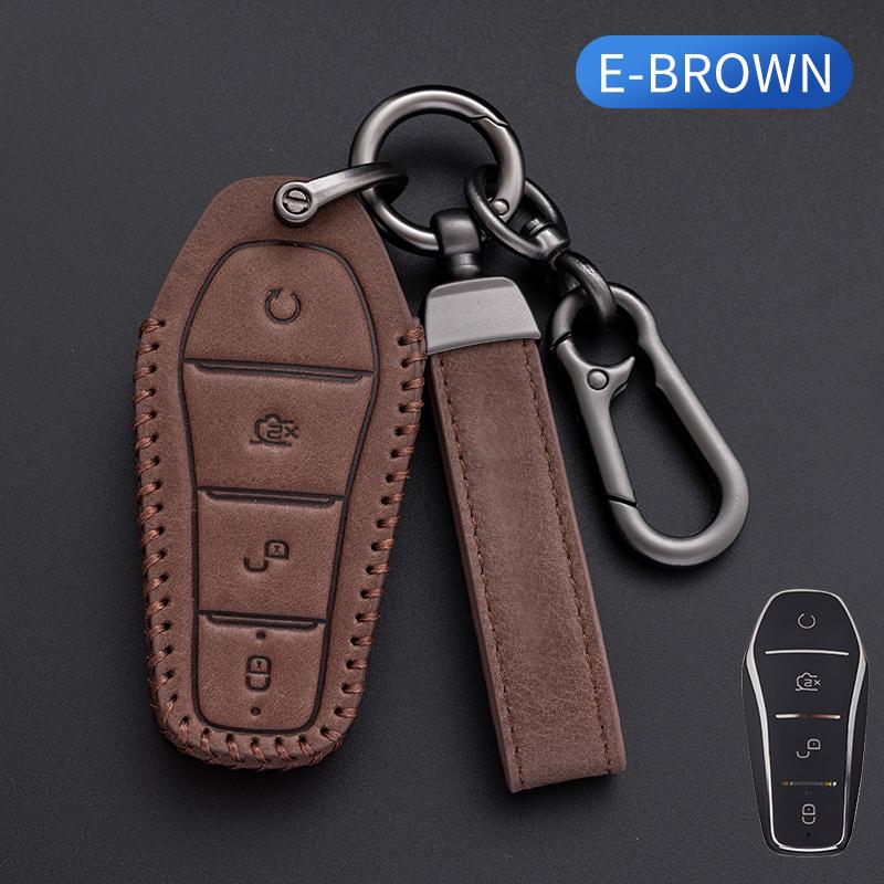 

Чехол для ключа для BYD Song Plus Atto 3 Han EV Tang DM Qin Seal Dolphin Oli кожаный держатель для пульта дистанционного управления брелок автомобильные аксессуары B Style коричневый
